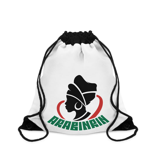 Arabianin Logo Drawstring Bag – Afrocentric Heart Silhouette Gym Sack