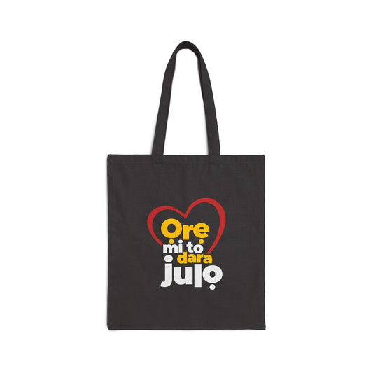 Tote Bag — 'Ore mi to dara ju lo' Heart Graphic Cotton Canvas Tote