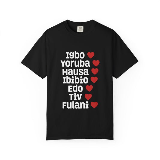 T-Shirt — Nigerian Ethnic Pride Tee (Igbo, Yoruba, Hausa, Ibibio, Edo, Tiv, Fulani)