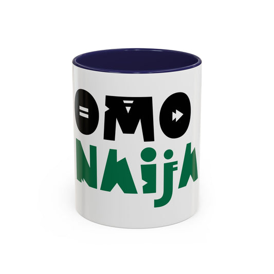 'OMO NAIJA' Accent Coffee Mug — Bold Green & Black