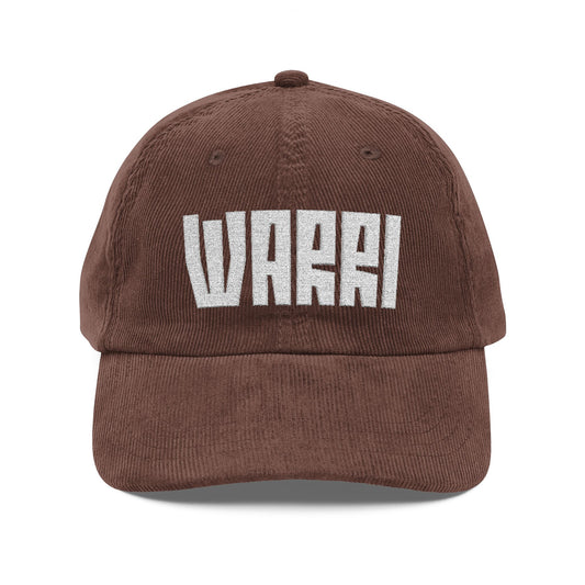 Vintage Corduroy Cap — Embroidered 'WARRI' Patch, Retro Dad Hat for Casual Streetwear