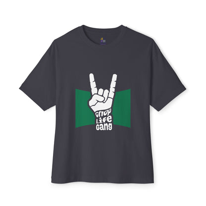 Rock Hand Graphic Tee — "Chop Life Gang" Oversized Boxy T-Shirt
