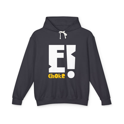 E Choke Logo Hoodie — Retro Geometric Graphic Hooded Sweatshirt