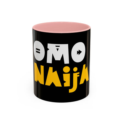 Coffee Omo Naija Accent Mug — Bold Black & Yellow Gamer Coffee Cup