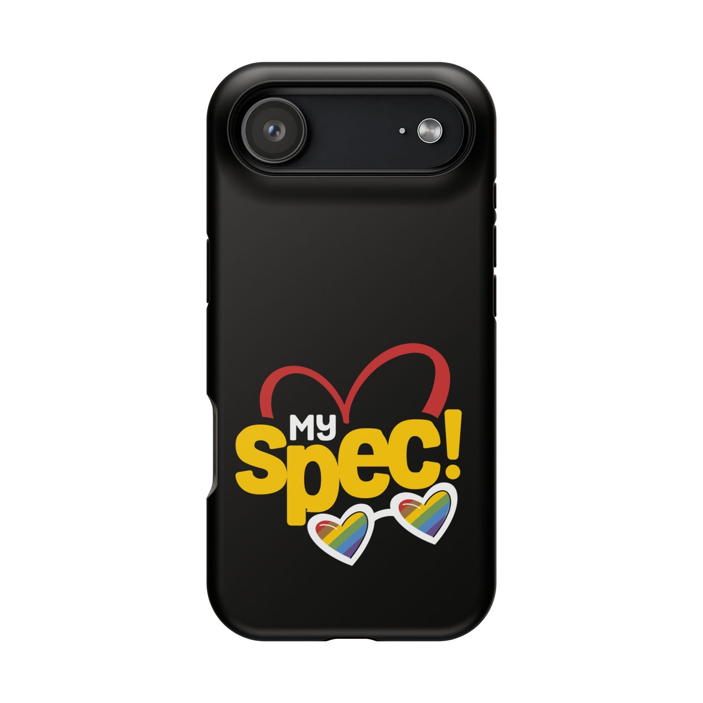 Magnetic Impact-Resistant Phone Case — “My Spec!” Heart & Rainbow Sunglasses Design