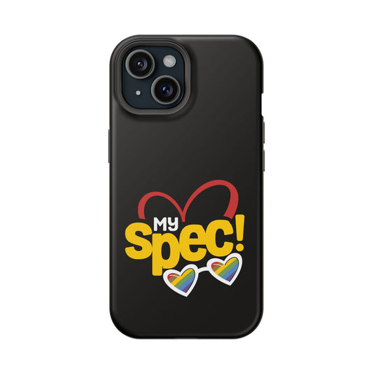 Magnetic Impact-Resistant Phone Case — “My Spec!” Heart & Rainbow Sunglasses Design
