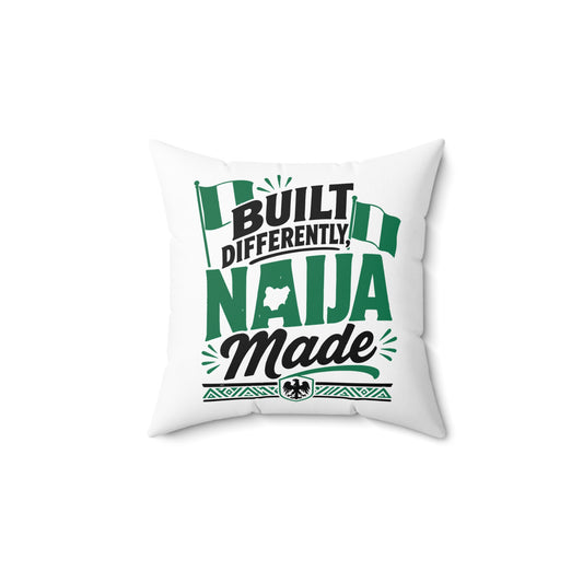 Naija Made Decorative Pillow — "Built Differently" Nigerian Pride Throw Pillow