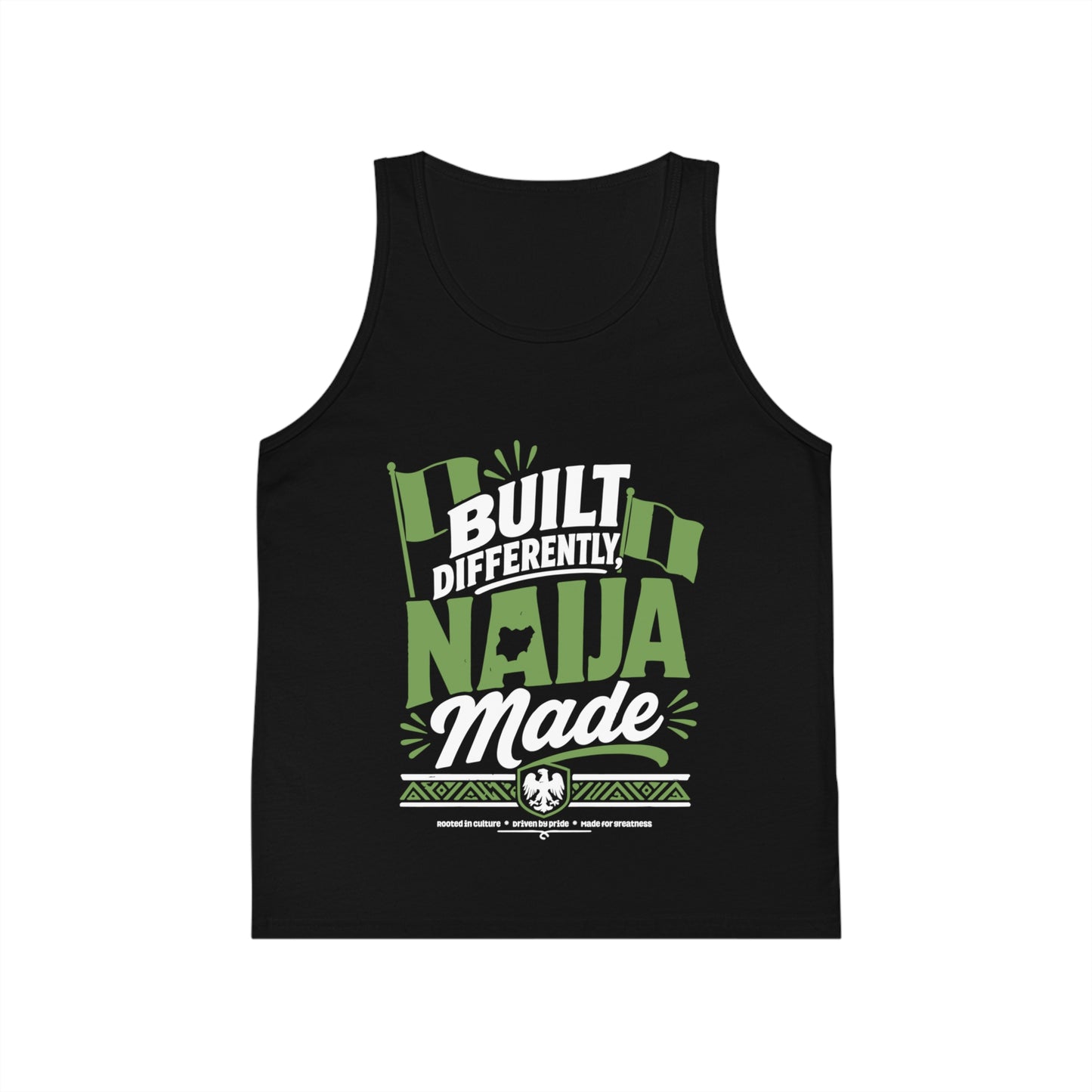 Naija Made Kid's Jersey Tank Top – 'Built Differently' Nigerian Pride Kids Tank
