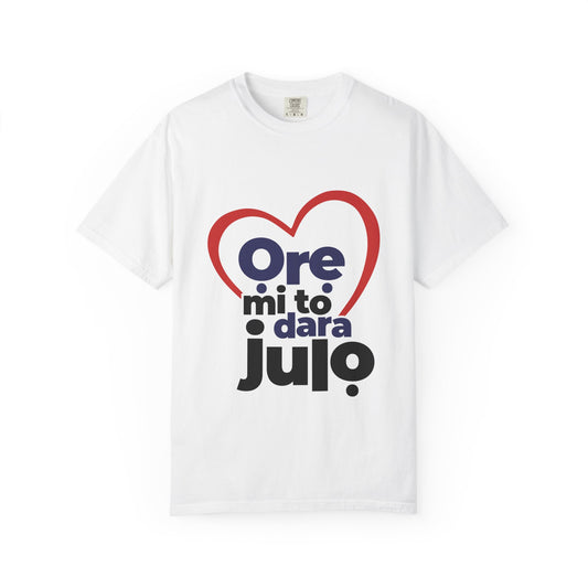 T-Shirt — "Ore mi to dara julo" Heart Graphic