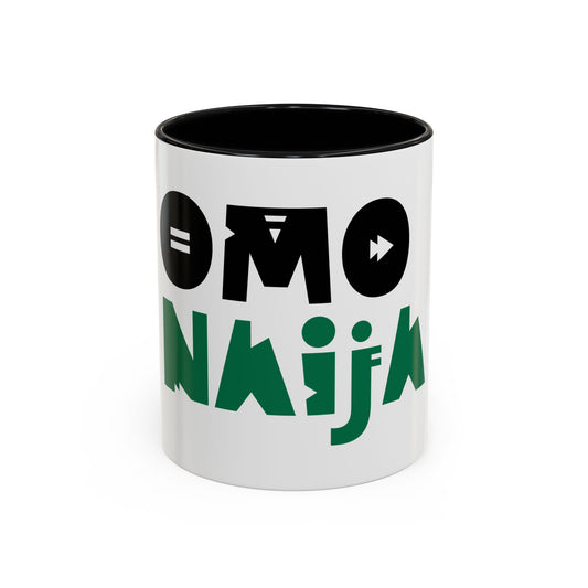 'OMO NAIJA' Accent Coffee Mug — Bold Green & Black