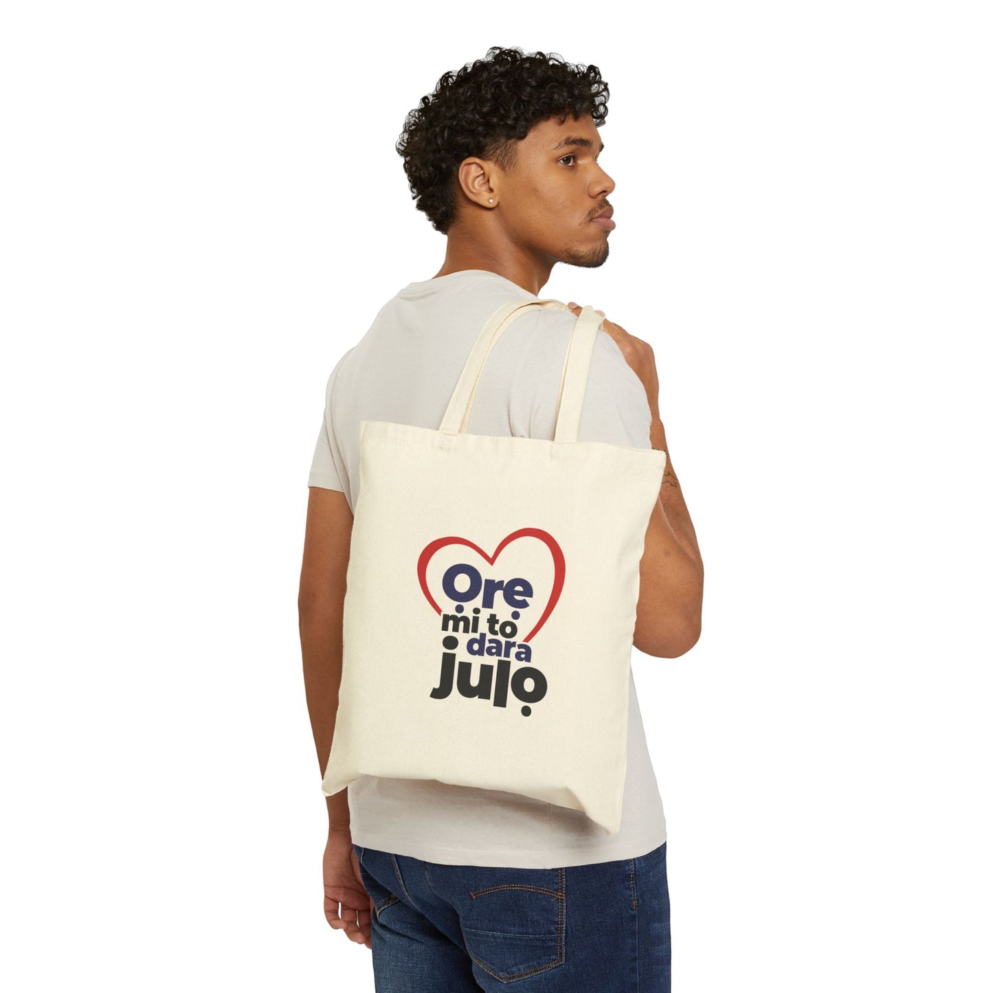 Tote Bag — 'Ore mi to dara ju lo' Heart Graphic Cotton Canvas Tote