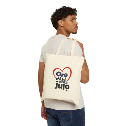 Tote Bag — 'Ore mi to dara ju lo' Heart Graphic Cotton Canvas Tote