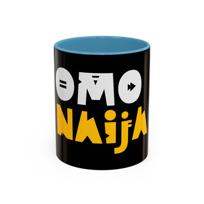 Coffee Omo Naija Accent Mug — Bold Black & Yellow Gamer Coffee Cup