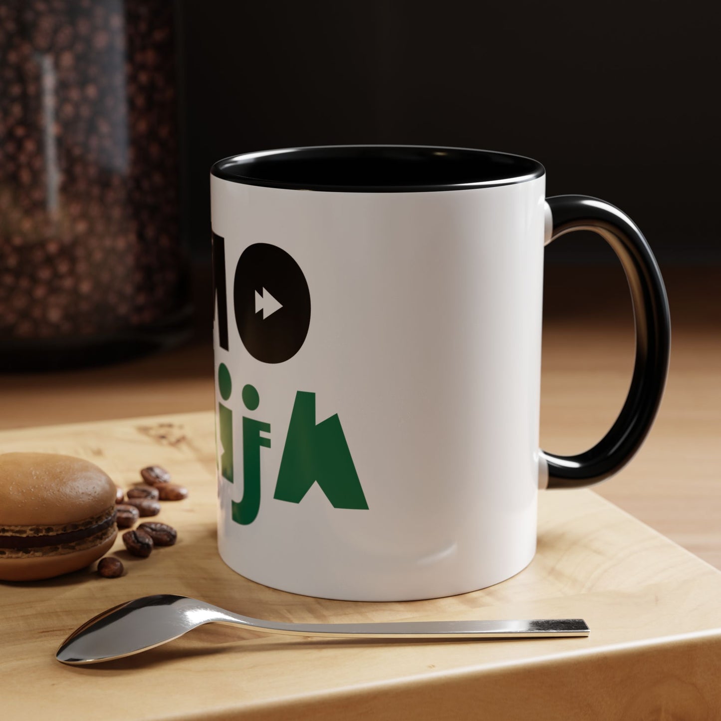 'OMO NAIJA' Accent Coffee Mug — Bold Green & Black