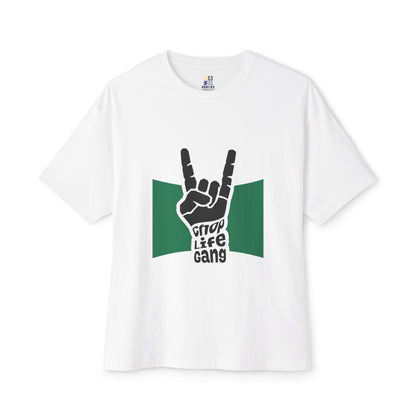 Rock Hand Graphic Tee — "Chop Life Gang" Oversized Boxy T-Shirt