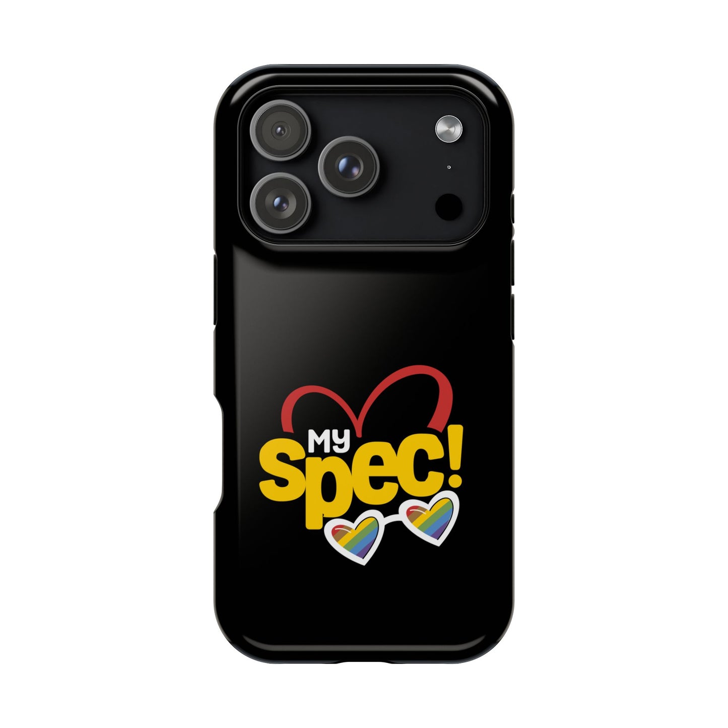 Magnetic Impact-Resistant Phone Case — “My Spec!” Heart & Rainbow Sunglasses Design