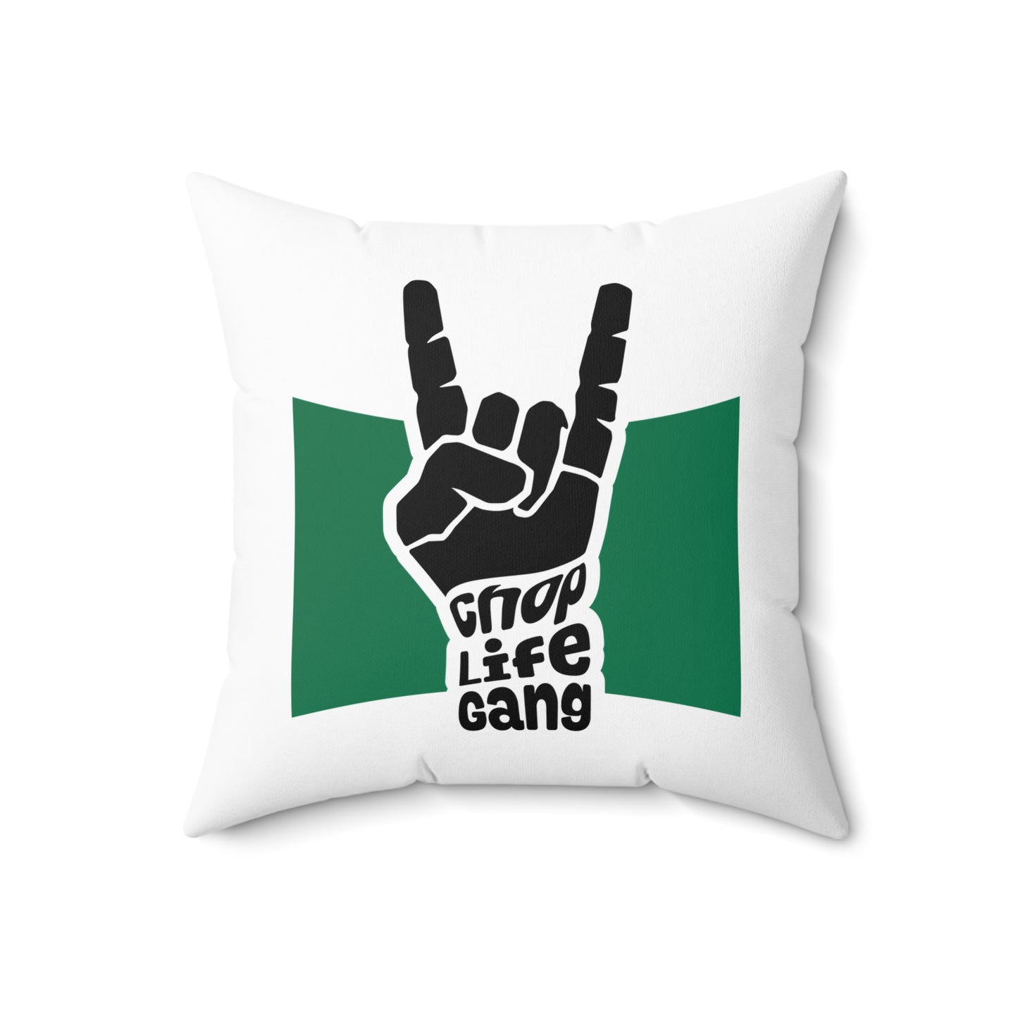 Rock Hand "Chop Life Gang" Square Pillow — Trendy Band Accent Cushion
