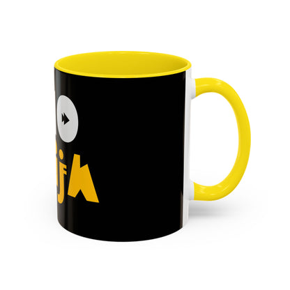 Coffee Omo Naija Accent Mug — Bold Black & Yellow Gamer Coffee Cup