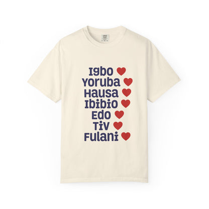 T-Shirt — Nigerian Ethnic Pride Tee (Igbo, Yoruba, Hausa, Ibibio, Edo, Tiv, Fulani)