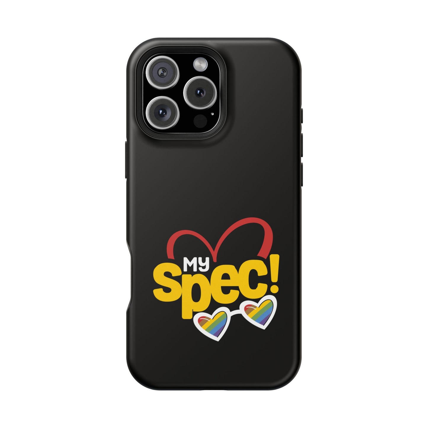 Magnetic Impact-Resistant Phone Case — “My Spec!” Heart & Rainbow Sunglasses Design