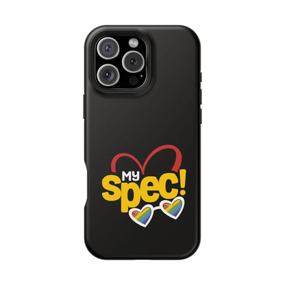Magnetic Impact-Resistant Phone Case — “My Spec!” Heart & Rainbow Sunglasses Design