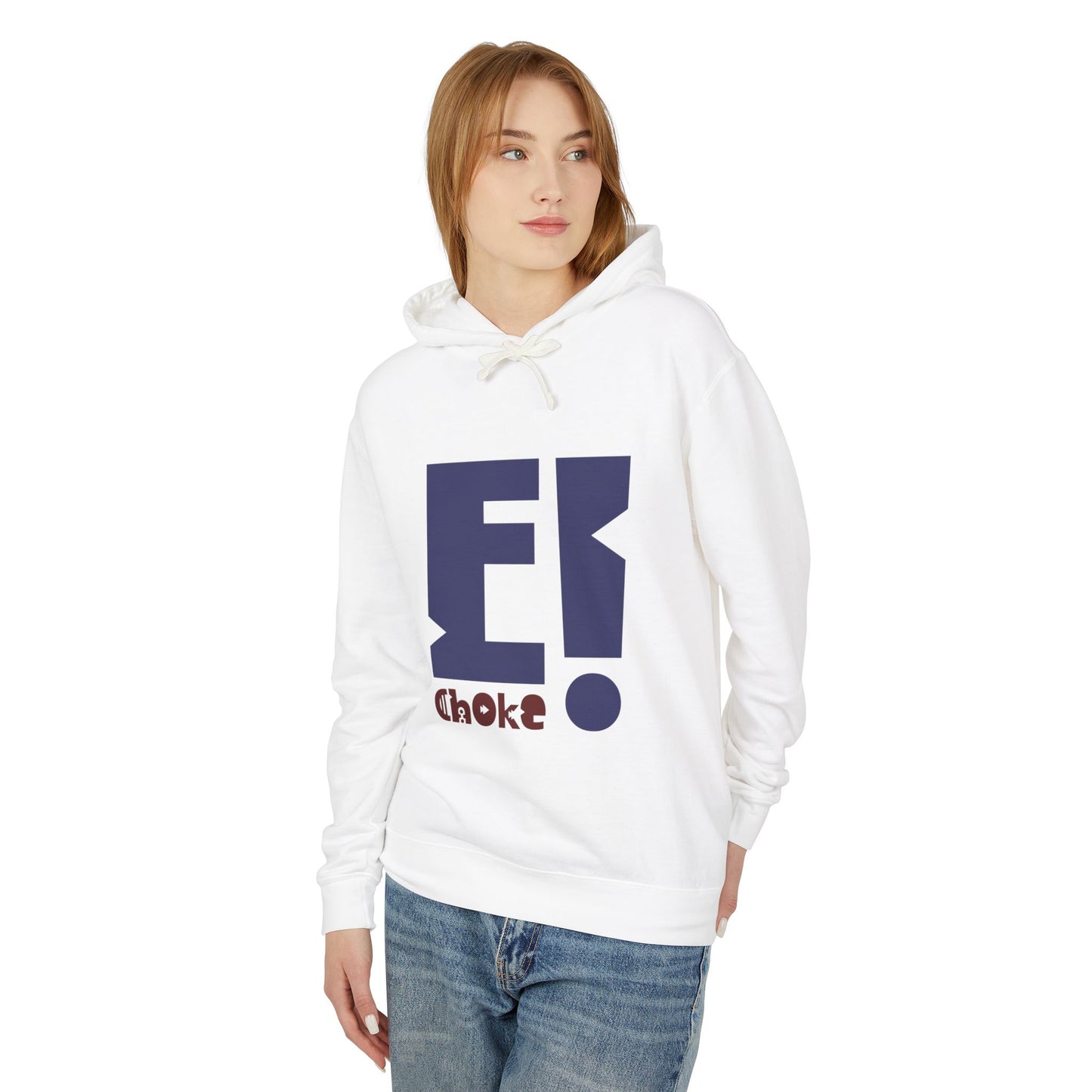 E Choke Logo Hoodie — Retro Geometric Graphic Hooded Sweatshirt