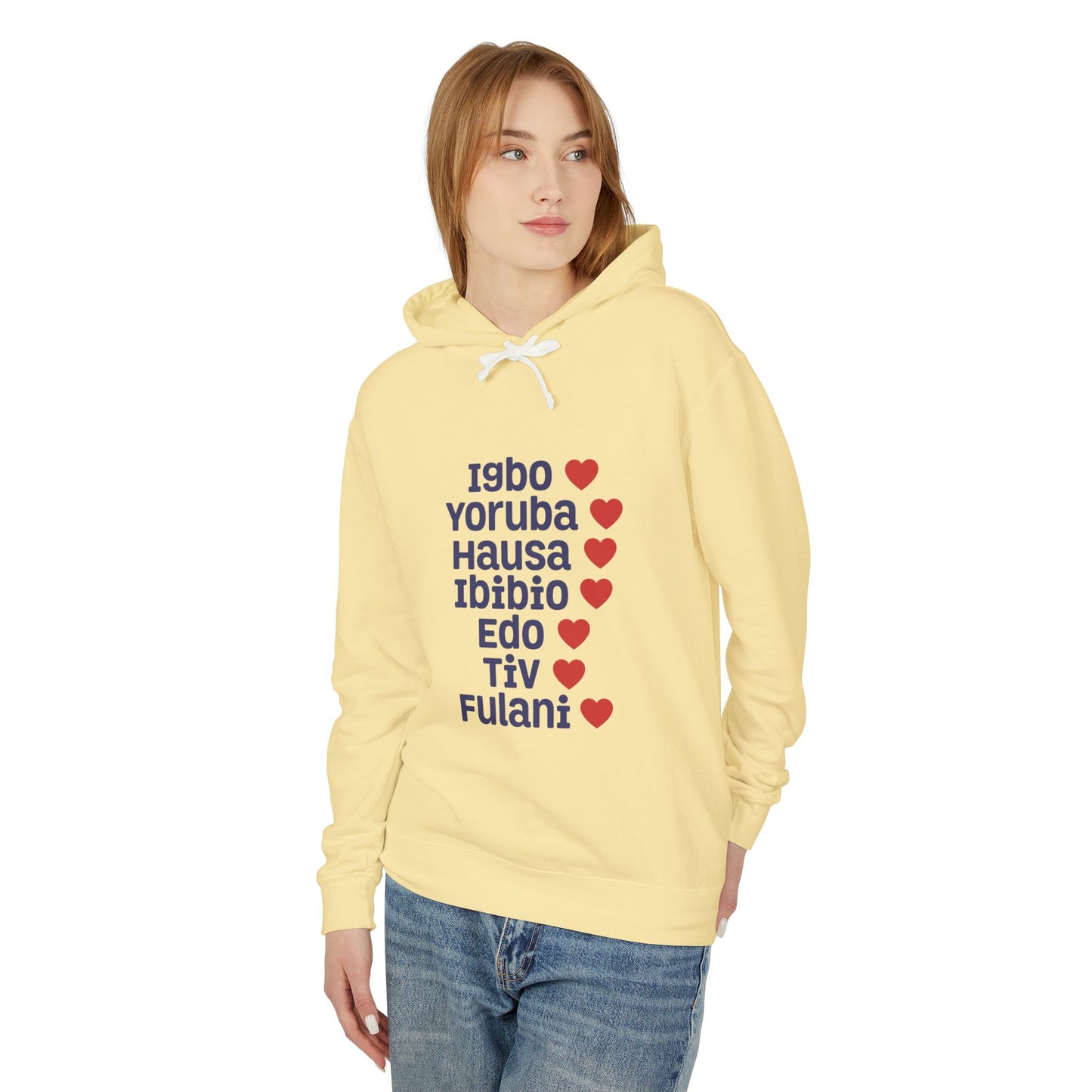 Hoodie: Nigerian Ethnic Pride List — Igbo Yoruba Hausa Ibibio Edo Tiv Fulani Hearts