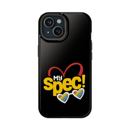Magnetic Impact-Resistant Phone Case — “My Spec!” Heart & Rainbow Sunglasses Design