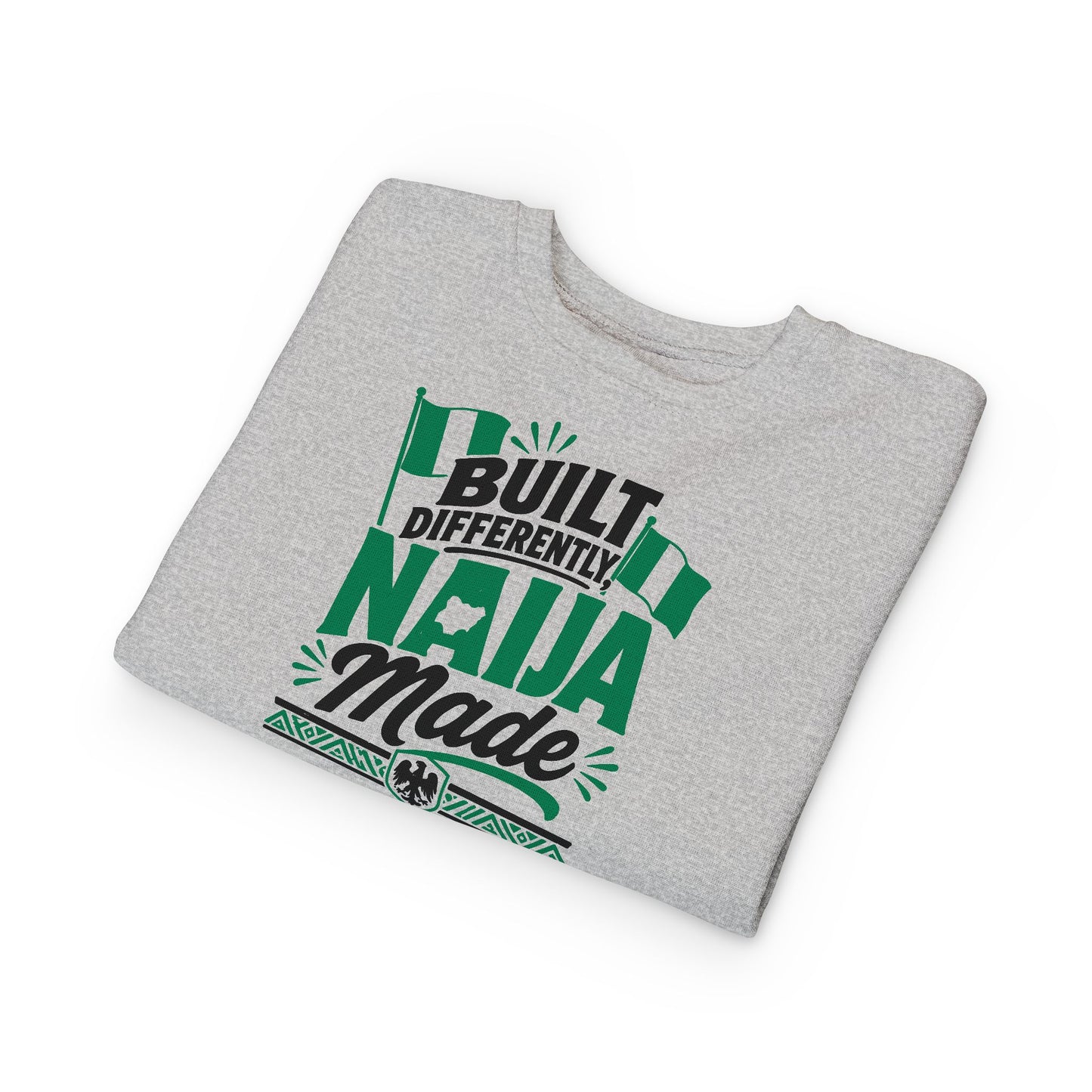 Toddler Sweatshirt - Built Differently Naija Made Nigerian Flag Kids Pullover