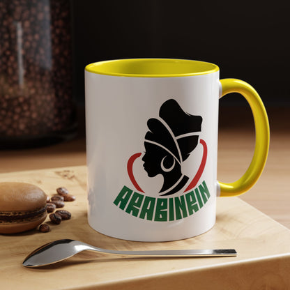 African Queen Accent Coffee Mug — 'ARABENA' Silhouette Design (11/15 oz)