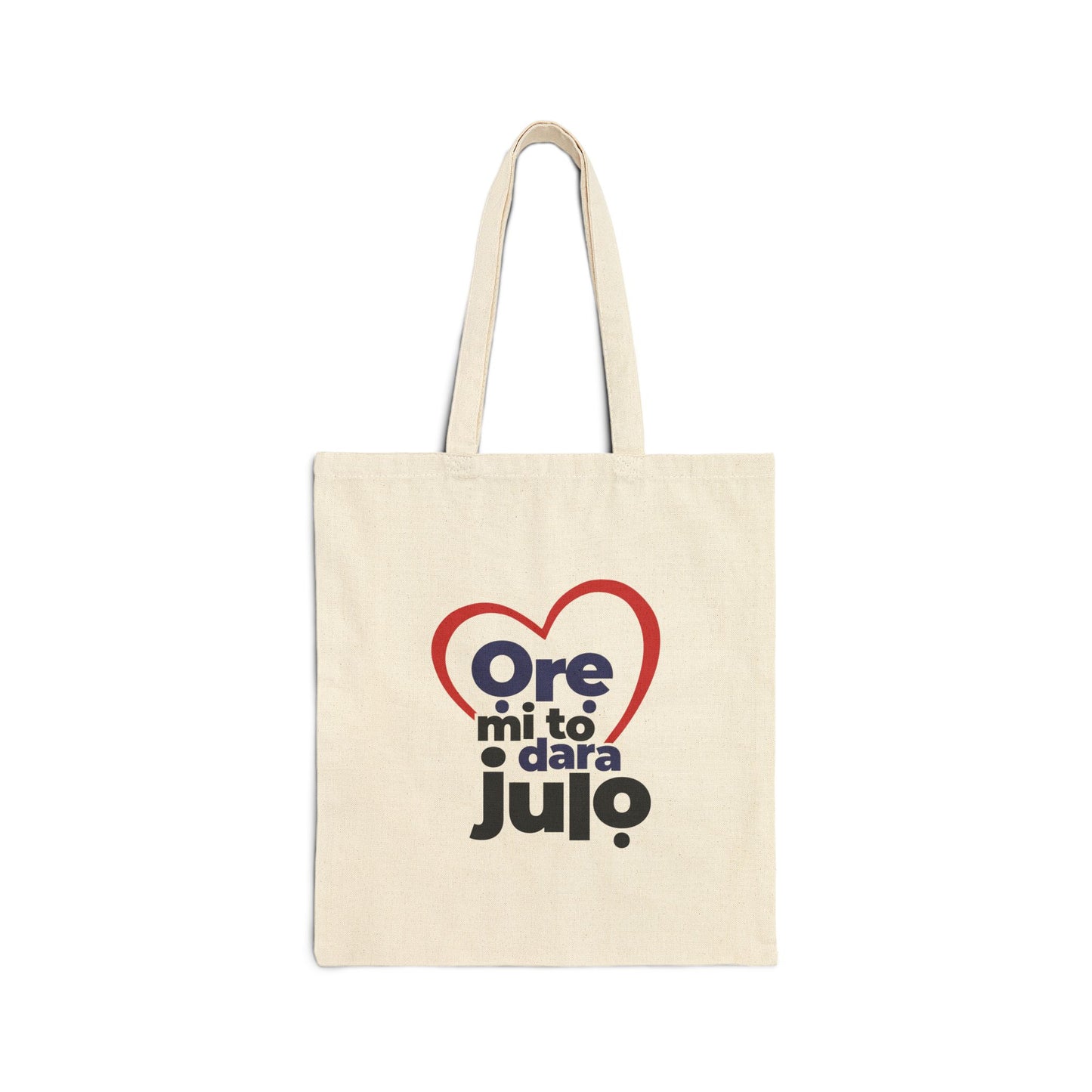 Tote Bag — 'Ore mi to dara ju lo' Heart Graphic Cotton Canvas Tote