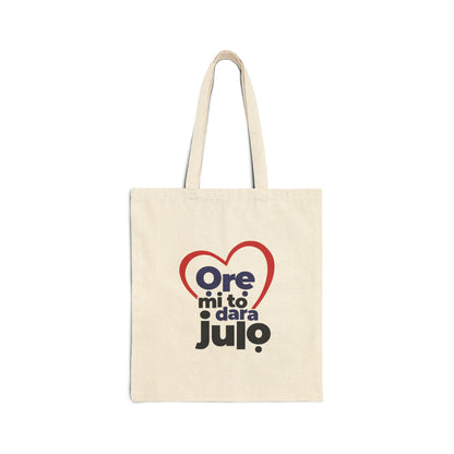 Tote Bag — 'Ore mi to dara ju lo' Heart Graphic Cotton Canvas Tote