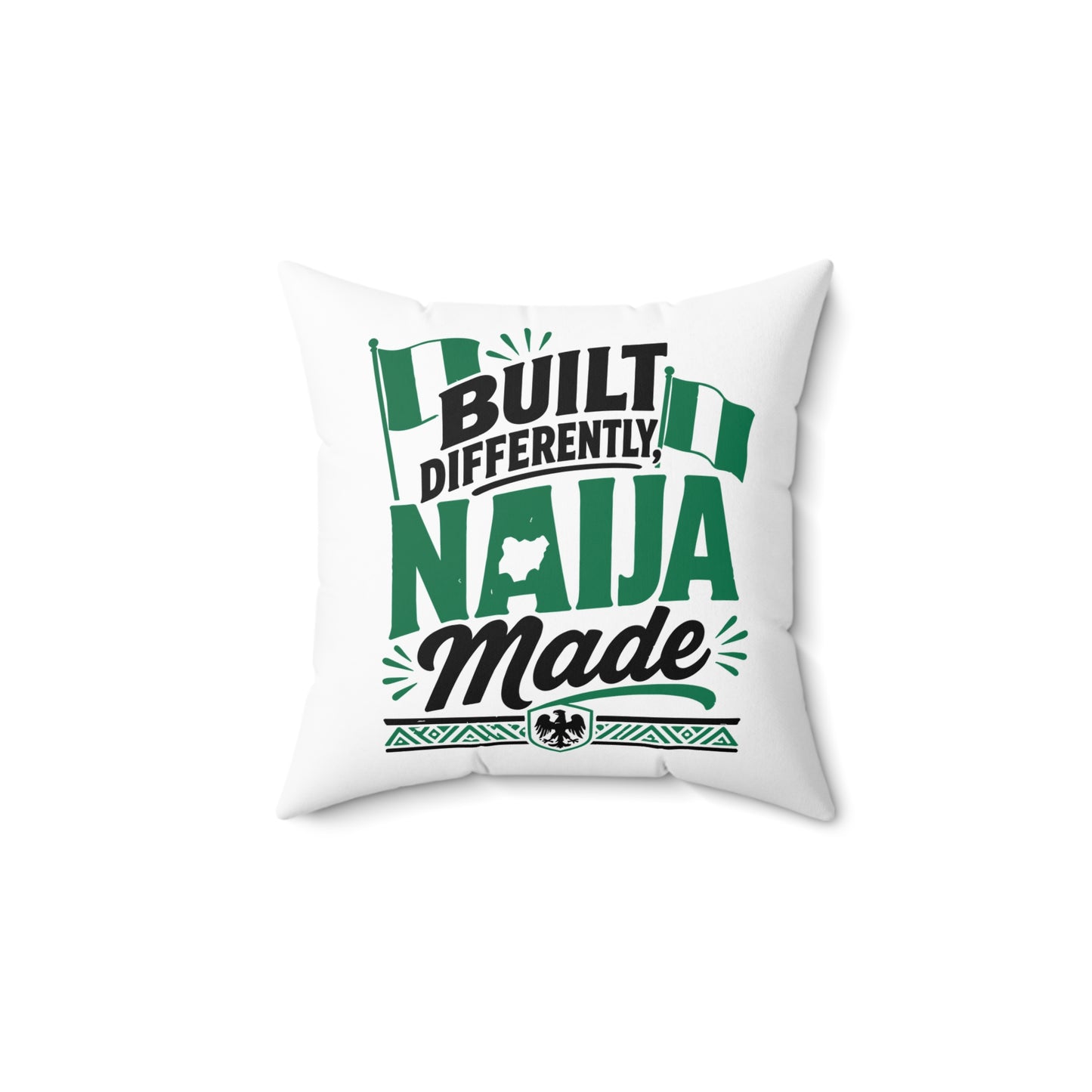 Naija Made Decorative Pillow — "Built Differently" Nigerian Pride Throw Pillow