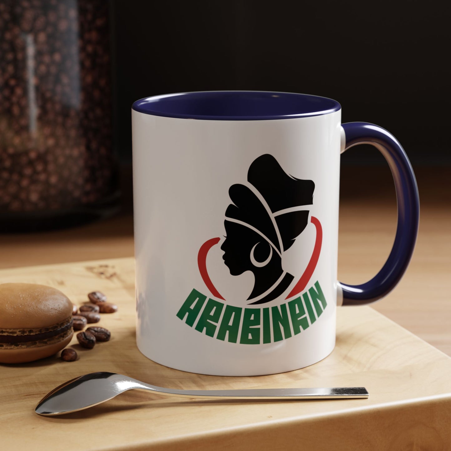 African Queen Accent Coffee Mug — 'ARABENA' Silhouette Design (11/15 oz)