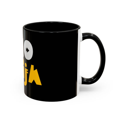Coffee Omo Naija Accent Mug — Bold Black & Yellow Gamer Coffee Cup