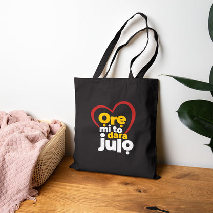 Tote Bag — 'Ore mi to dara ju lo' Heart Graphic Cotton Canvas Tote
