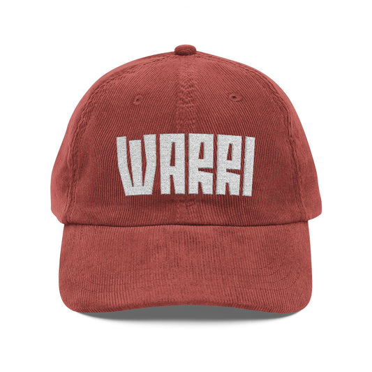 Vintage Corduroy Cap — Embroidered 'WARRI' Patch, Retro Dad Hat for Casual Streetwear