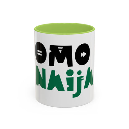 'OMO NAIJA' Accent Coffee Mug — Bold Green & Black