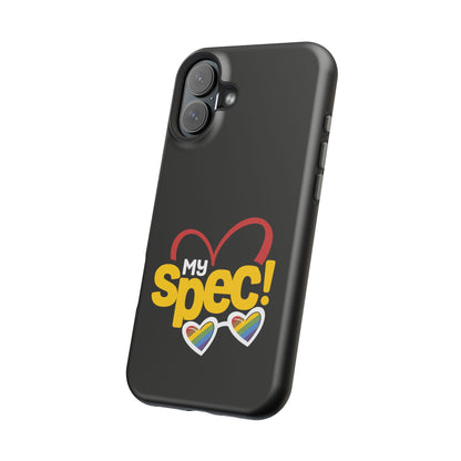 Magnetic Impact-Resistant Phone Case — “My Spec!” Heart & Rainbow Sunglasses Design