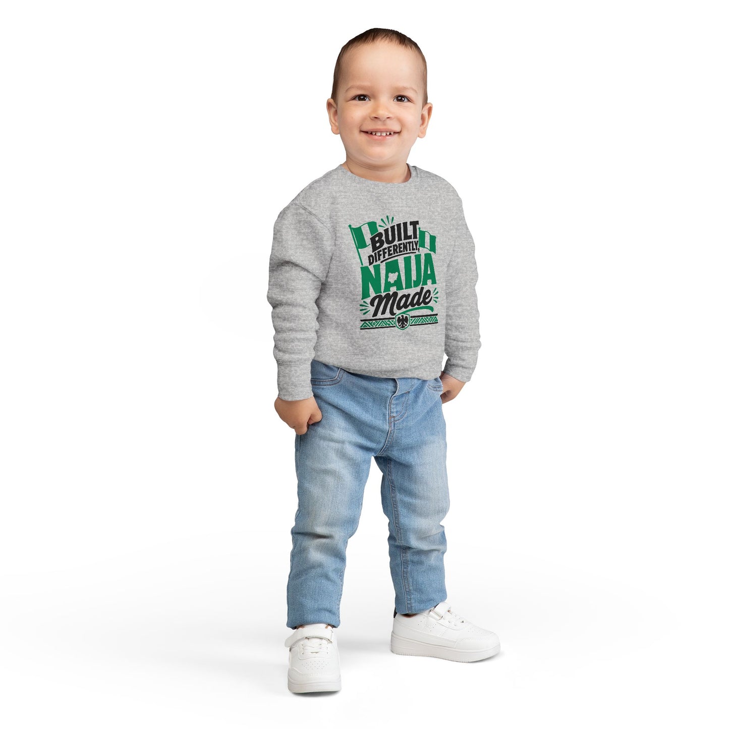 Toddler Sweatshirt - Built Differently Naija Made Nigerian Flag Kids Pullover