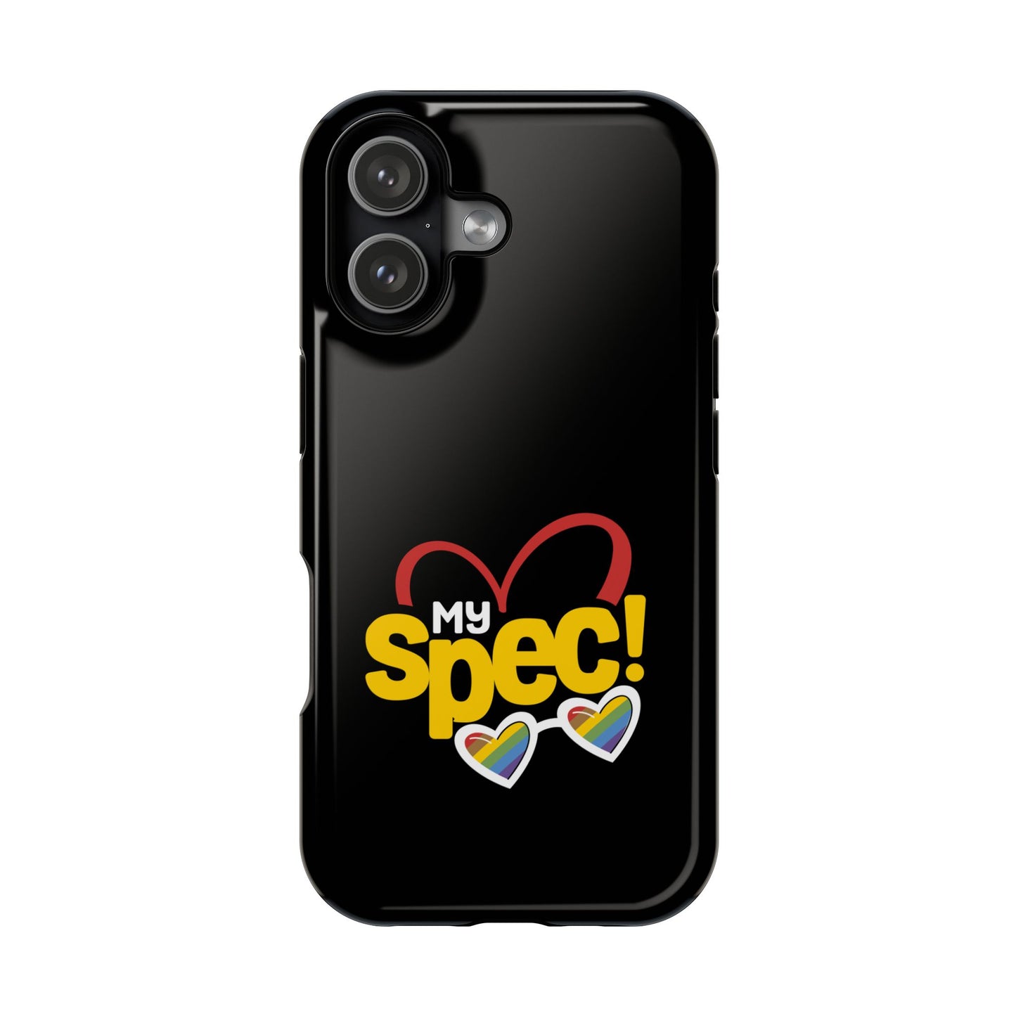 Magnetic Impact-Resistant Phone Case — “My Spec!” Heart & Rainbow Sunglasses Design