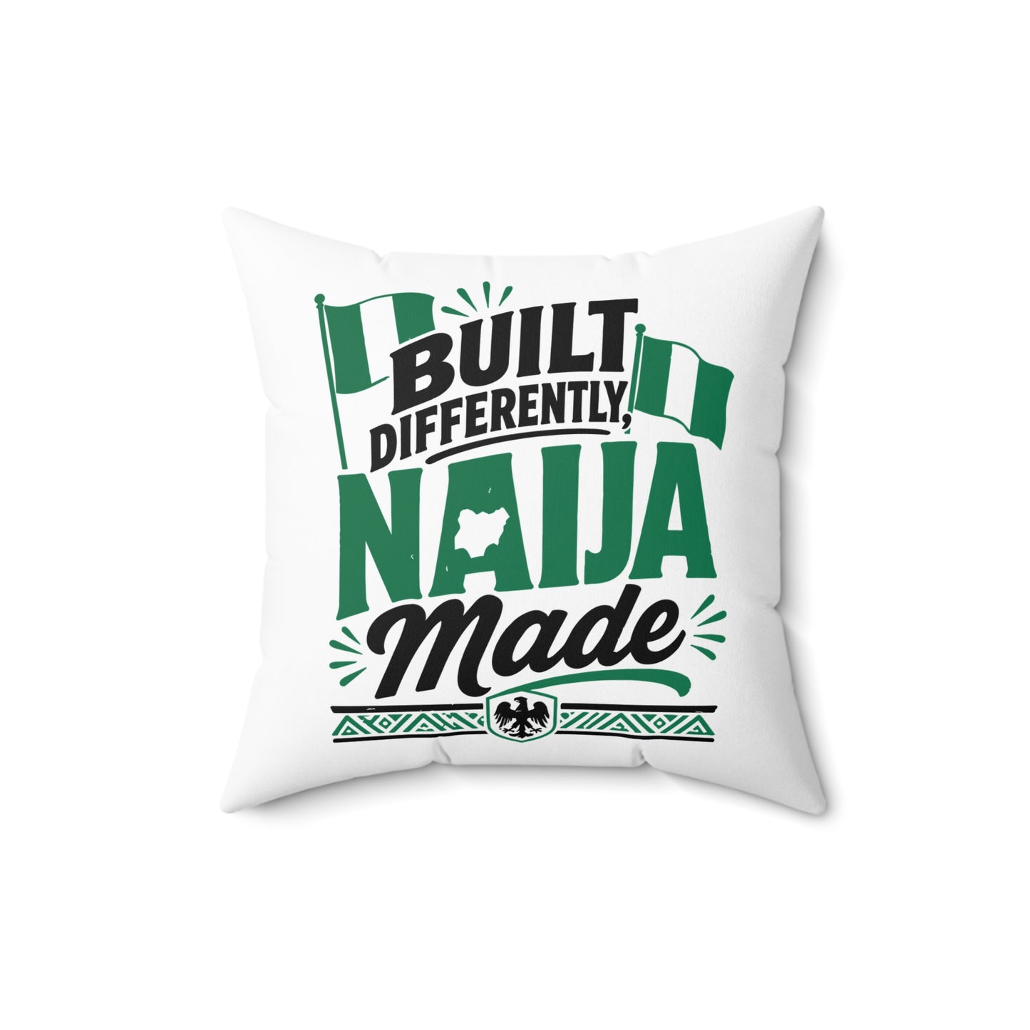 Naija Made Decorative Pillow — "Built Differently" Nigerian Pride Throw Pillow