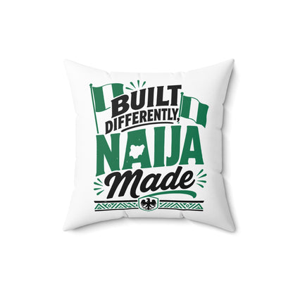 Naija Made Decorative Pillow — "Built Differently" Nigerian Pride Throw Pillow