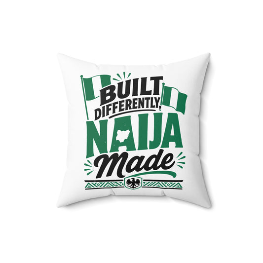 Naija Made Decorative Pillow — "Built Differently" Nigerian Pride Throw Pillow