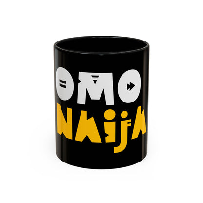 Coffee Omo Naija Accent Mug — Bold Black & Yellow Gamer Coffee Cup