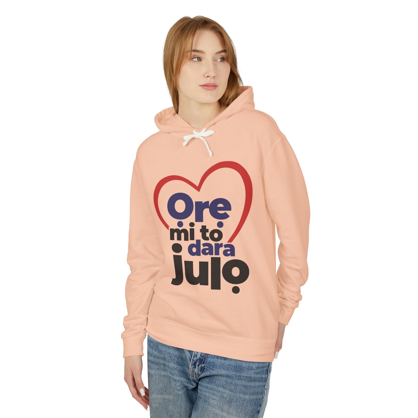 Hoodie - "Ore mi to dara julo" Heart Graphic Lightweight Pullover