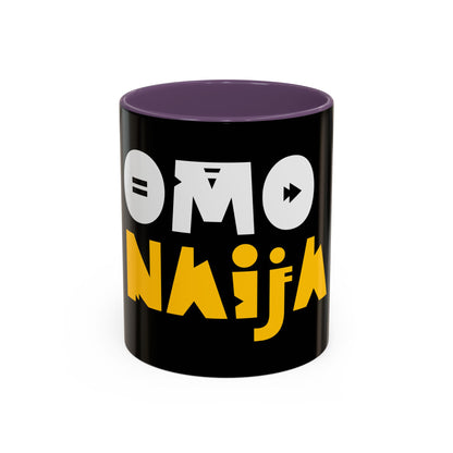 Coffee Omo Naija Accent Mug — Bold Black & Yellow Gamer Coffee Cup