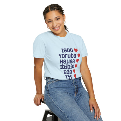T-Shirt — Nigerian Ethnic Pride Tee (Igbo, Yoruba, Hausa, Ibibio, Edo, Tiv, Fulani)