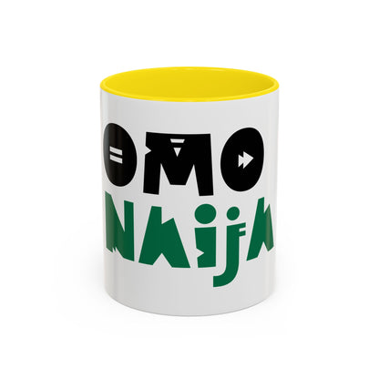 'OMO NAIJA' Accent Coffee Mug — Bold Green & Black