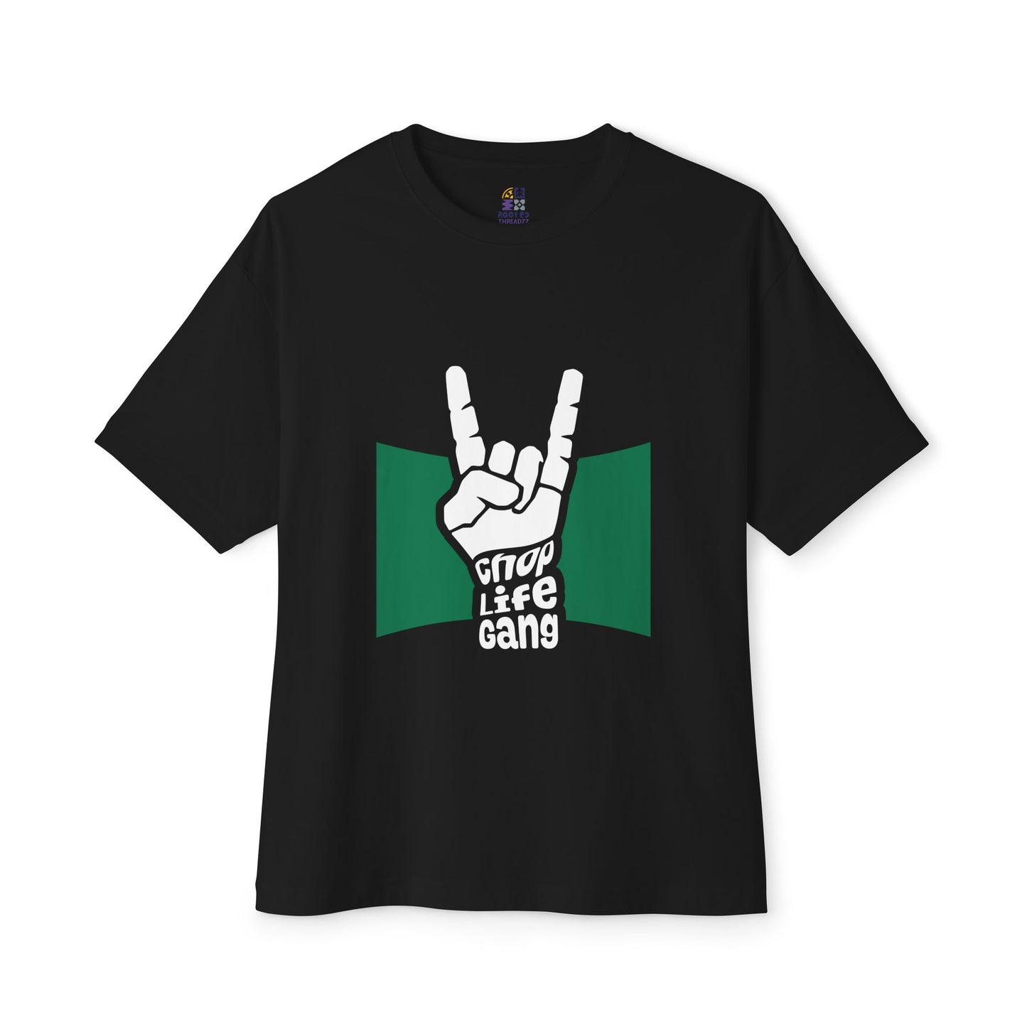 Rock Hand Graphic Tee — "Chop Life Gang" Oversized Boxy T-Shirt